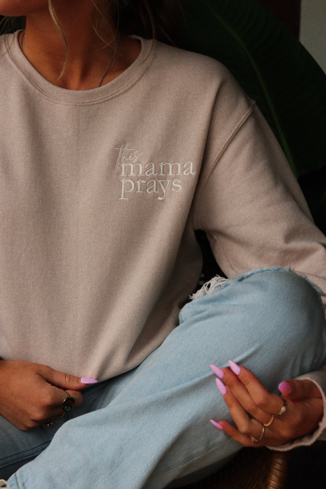 This Mama Prays Embroidered Sweatshirt