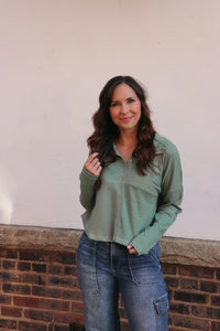 All-In-One Henley Pullover - Sage