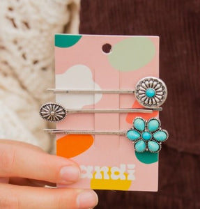 Turquoise Bobby Pins- 3 Pack